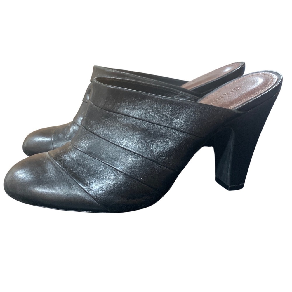 Gianni Bini Mules Women's 7.5 Brown Leather Pleated Slip On High Heel Shoes